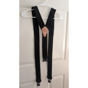 Perry Original Suspenders Black 1"Elastic 3 Point Clip On Back, Hook, 3 Point